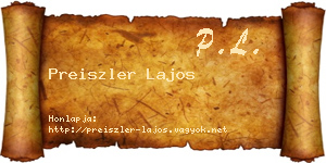 Preiszler Lajos névjegykártya
